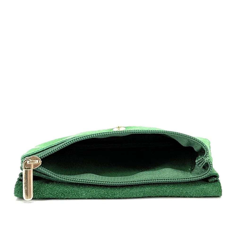 Pochette porte-monnaie en croûte de cuir COMPO SUEDE Vert anglais