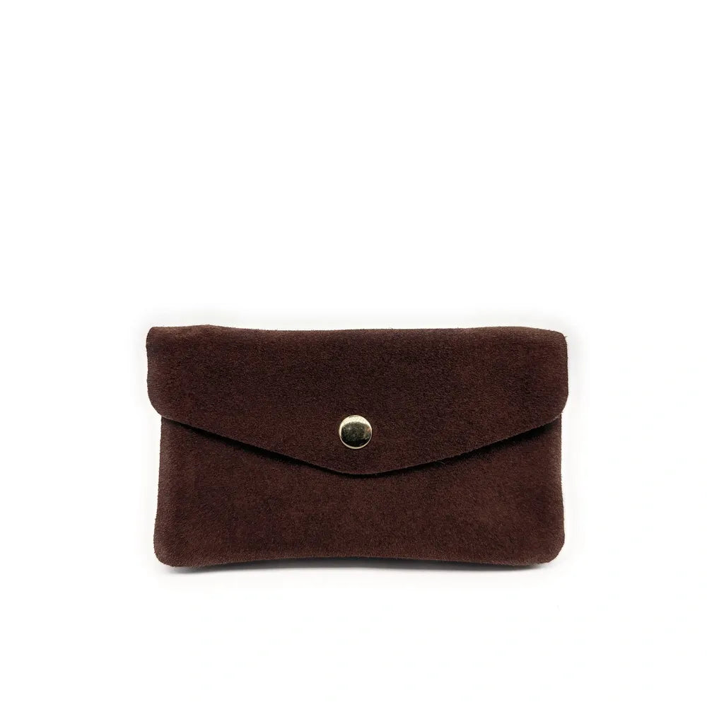 Pochette porte-monnaie en croûte de cuir COMPO SUEDE Chocolat