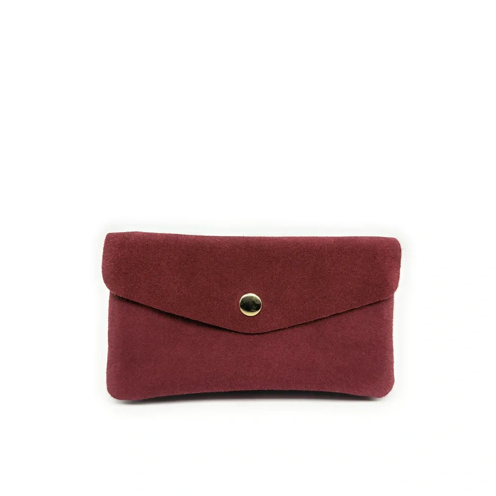 Pochette porte-monnaie en croûte de cuir COMPO SUEDE Rouge bordeaux