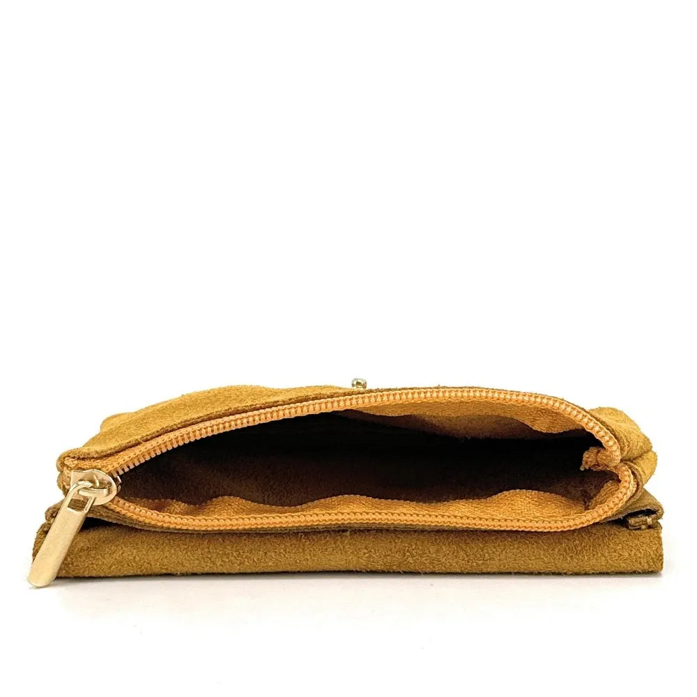 Pochette porte-monnaie en croûte de cuir COMPO SUEDE Savane