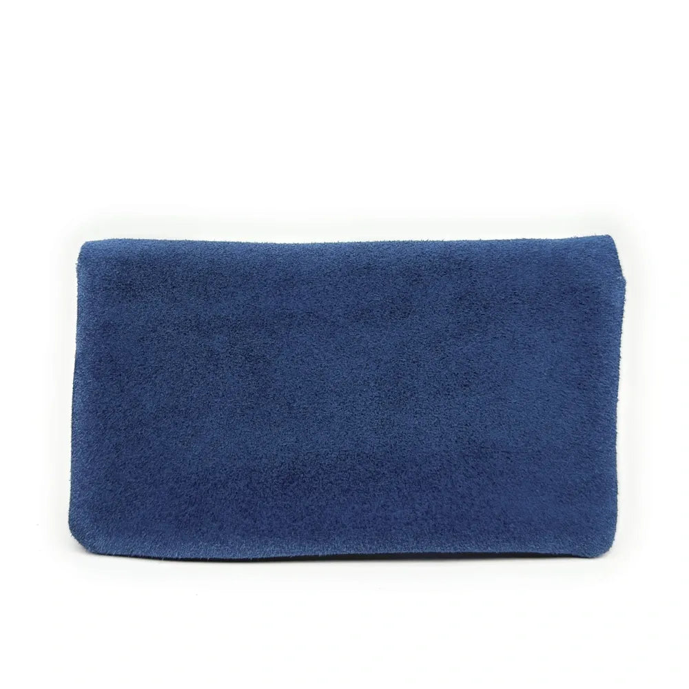 Pochette porte-monnaie en croûte de cuir COMPO SUEDE Bleu denim