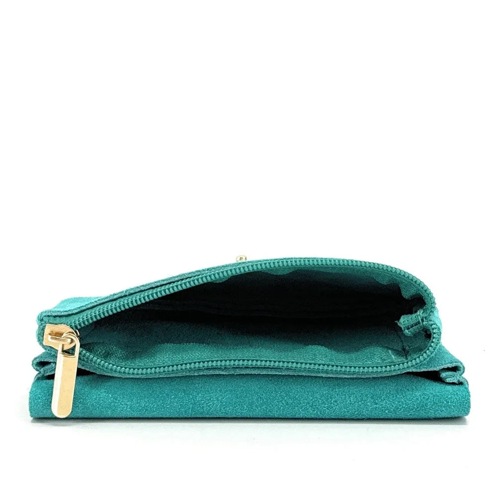 Pochette porte-monnaie en croûte de cuir COMPO SUEDE Bleu turquoise