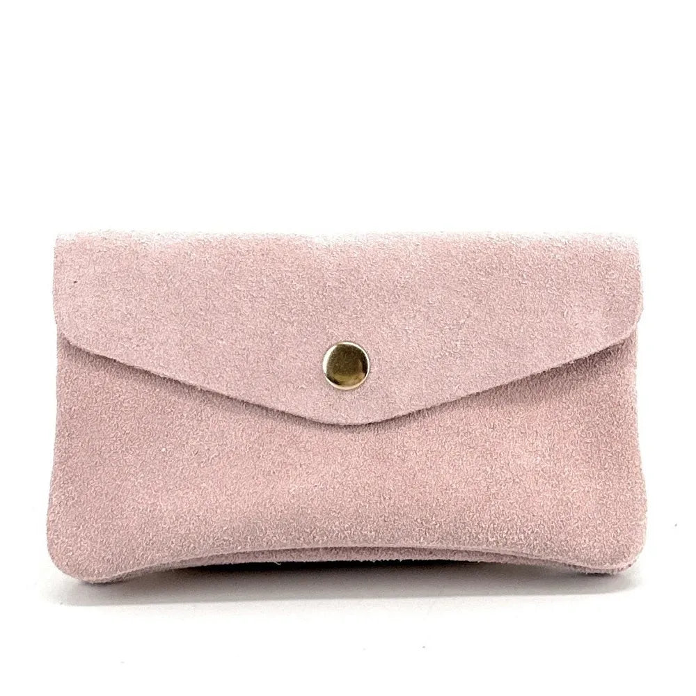 Pochette porte-monnaie en croûte de cuir COMPO SUEDE Rose pâle