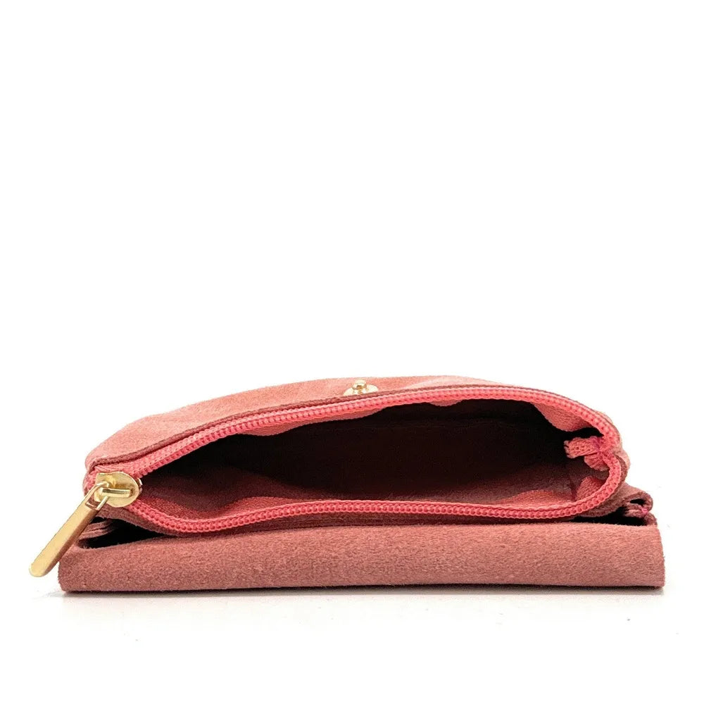 Pochette porte-monnaie en croûte de cuir COMPO SUEDE Rose saumon