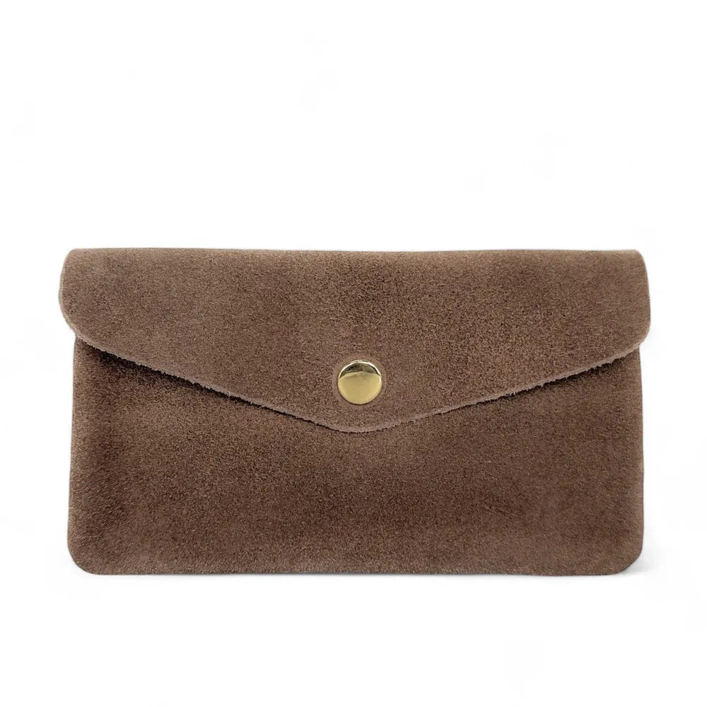 Pochette porte-monnaie en croûte de cuir COMPO SUEDE Taupe foncé