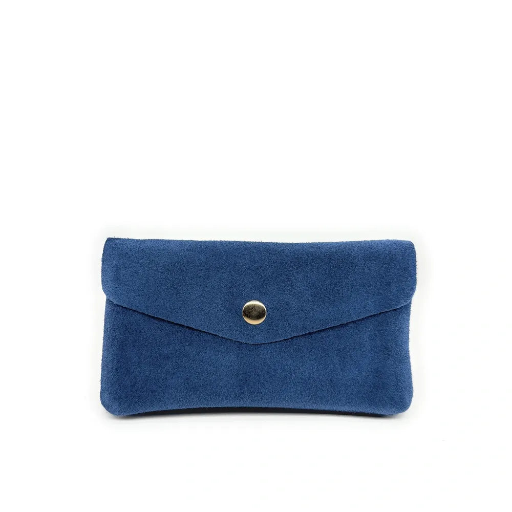 Pochette porte-monnaie en croûte de cuir COMPO SUEDE Bleu denim