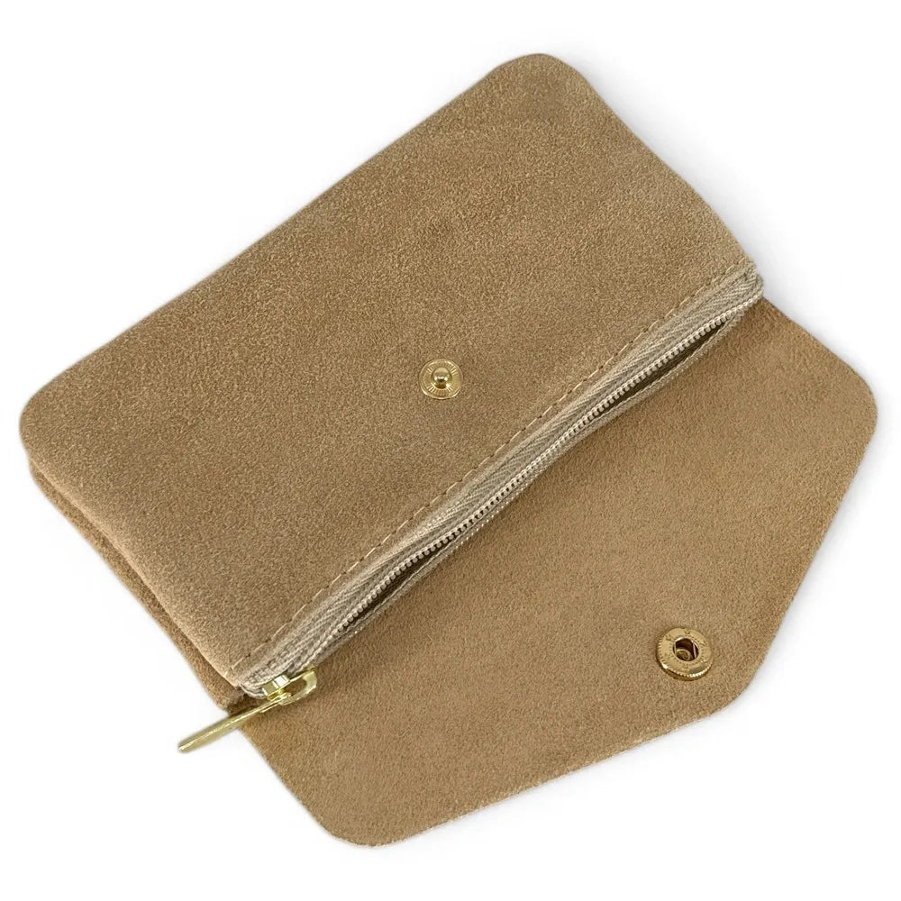 Pochette porte-monnaie en croûte de cuir COMPO SUEDE Taupe