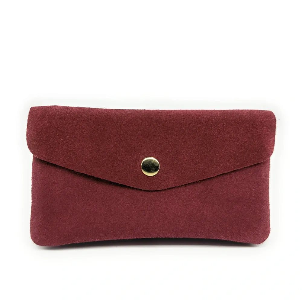 Pochette porte-monnaie en croûte de cuir COMPO SUEDE Rouge bordeaux