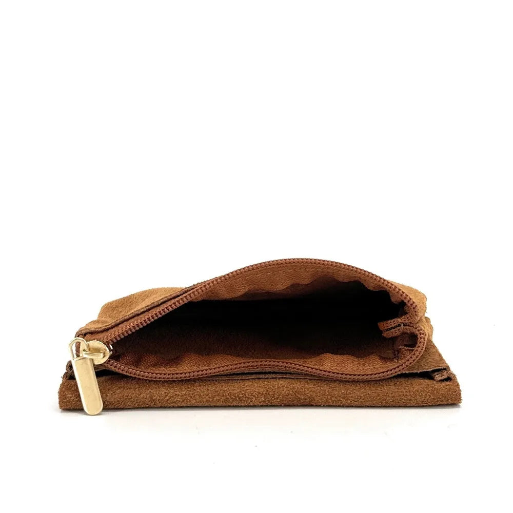 Pochette porte-monnaie en croûte de cuir COMPO SUEDE Camel
