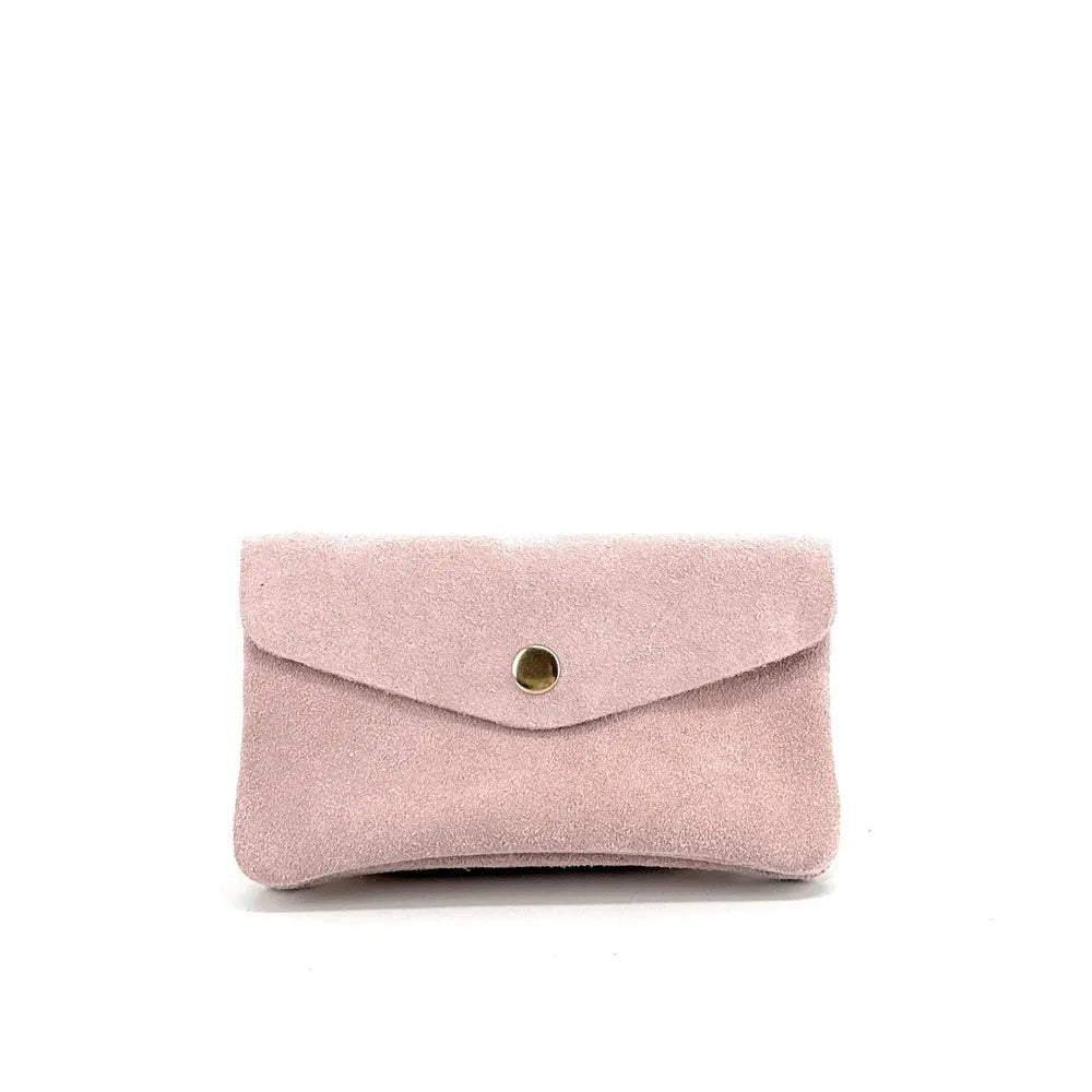 Pochette porte-monnaie en croûte de cuir COMPO SUEDE Rose pâle