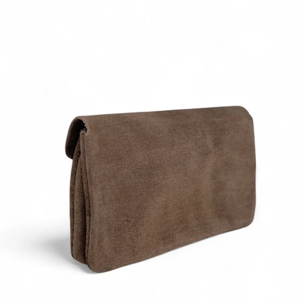 Pochette porte-monnaie en croûte de cuir COMPO SUEDE Taupe foncé