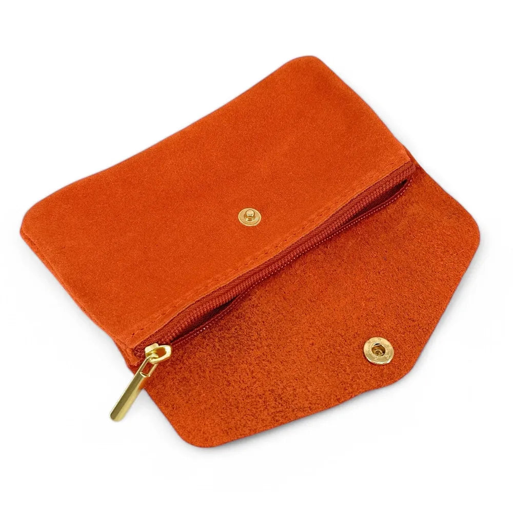 Pochette porte-monnaie en croûte de cuir COMPO SUEDE Mandarine
