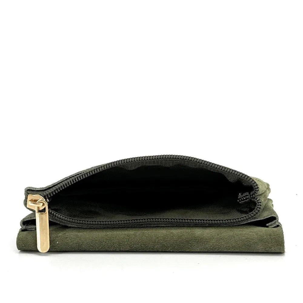 Pochette porte-monnaie en croûte de cuir COMPO SUEDE Kaki