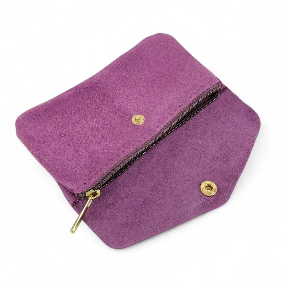 Pochette porte-monnaie en croûte de cuir COMPO SUEDE Violine