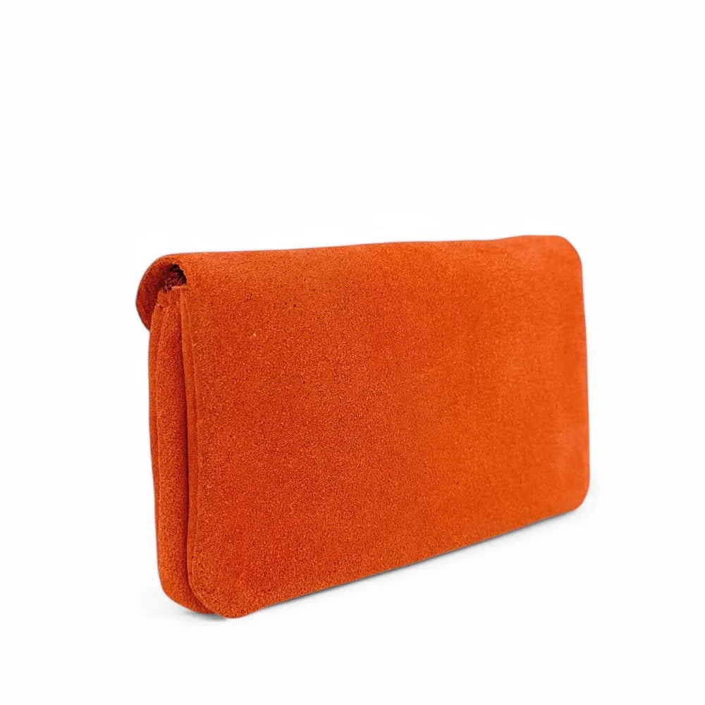 Pochette porte-monnaie en croûte de cuir COMPO SUEDE Mandarine