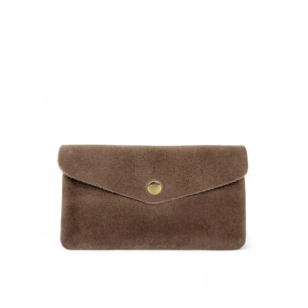 Pochette porte-monnaie en croûte de cuir COMPO SUEDE Taupe foncé