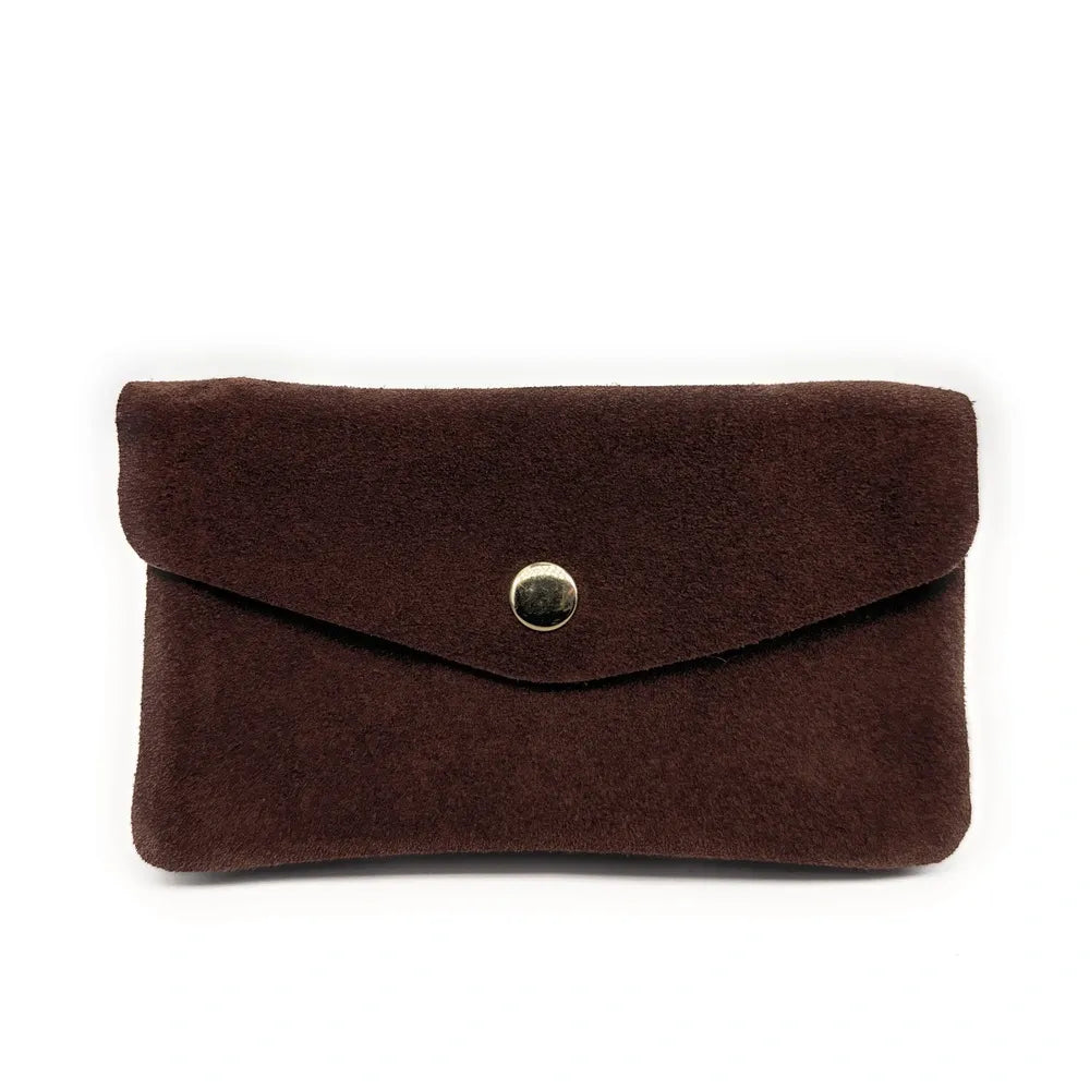 Pochette porte-monnaie en croûte de cuir COMPO SUEDE Chocolat