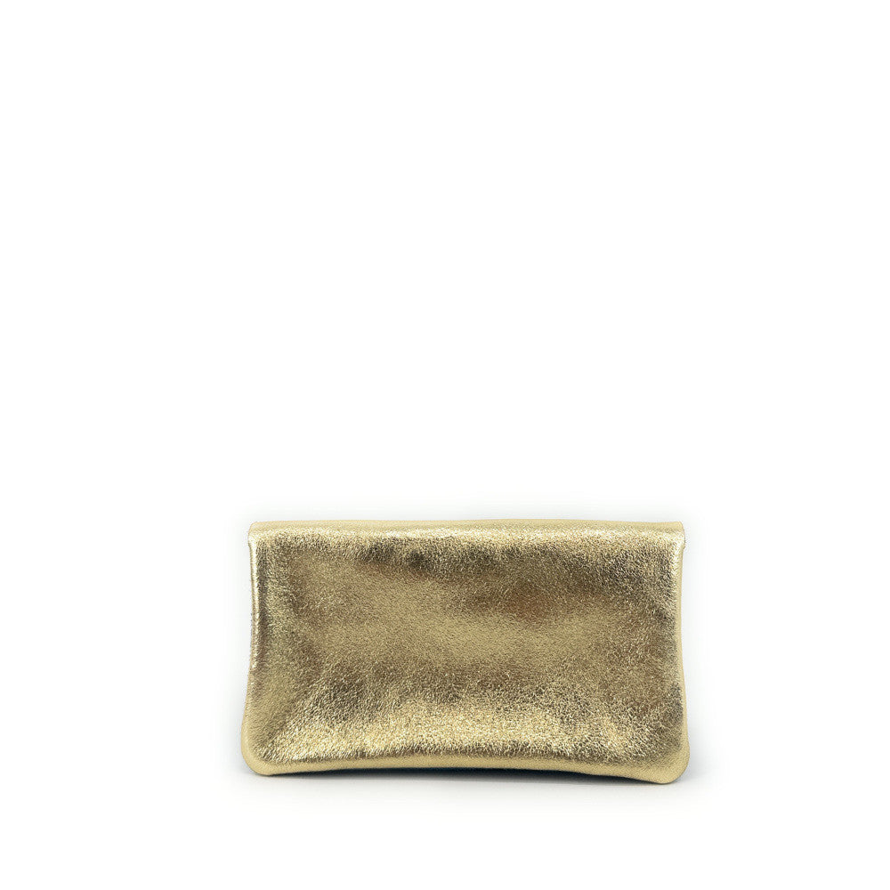 Pochette porte-monnaie en daim et cuir irisé COMBI Bleu denim