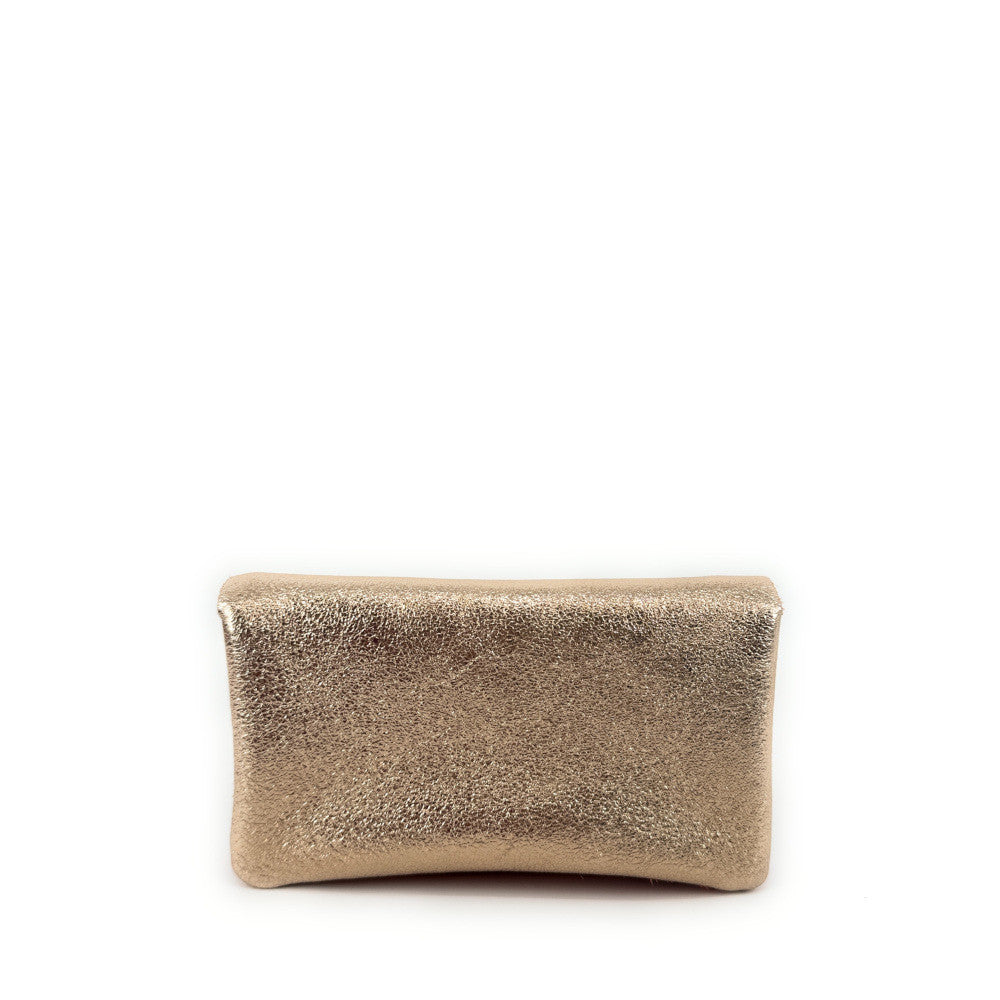 Pochette porte-monnaie en daim et cuir irisé COMBI Rose corail
