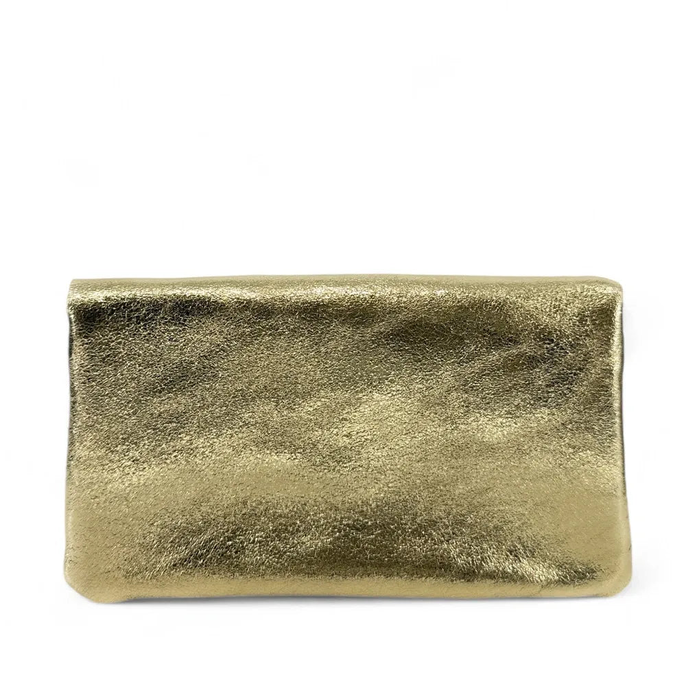 Pochette porte-monnaie en daim et cuir irisé COMBI Taupe