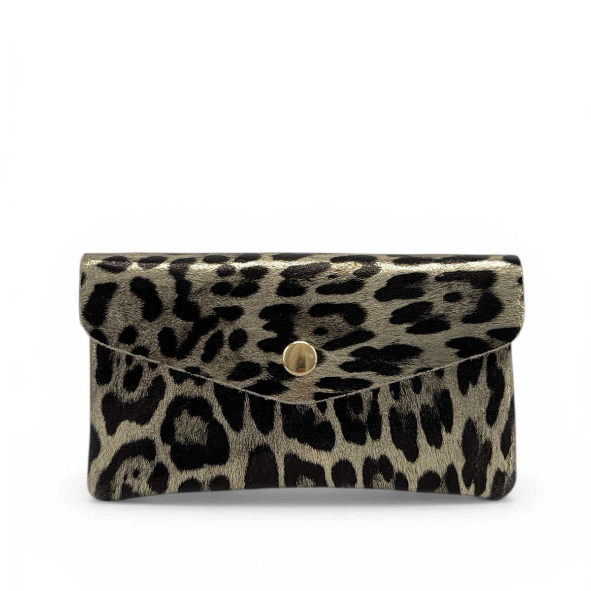 Pochette portamonete in pelle iridescente COMPO JUNGLE Leopardo oro pallido