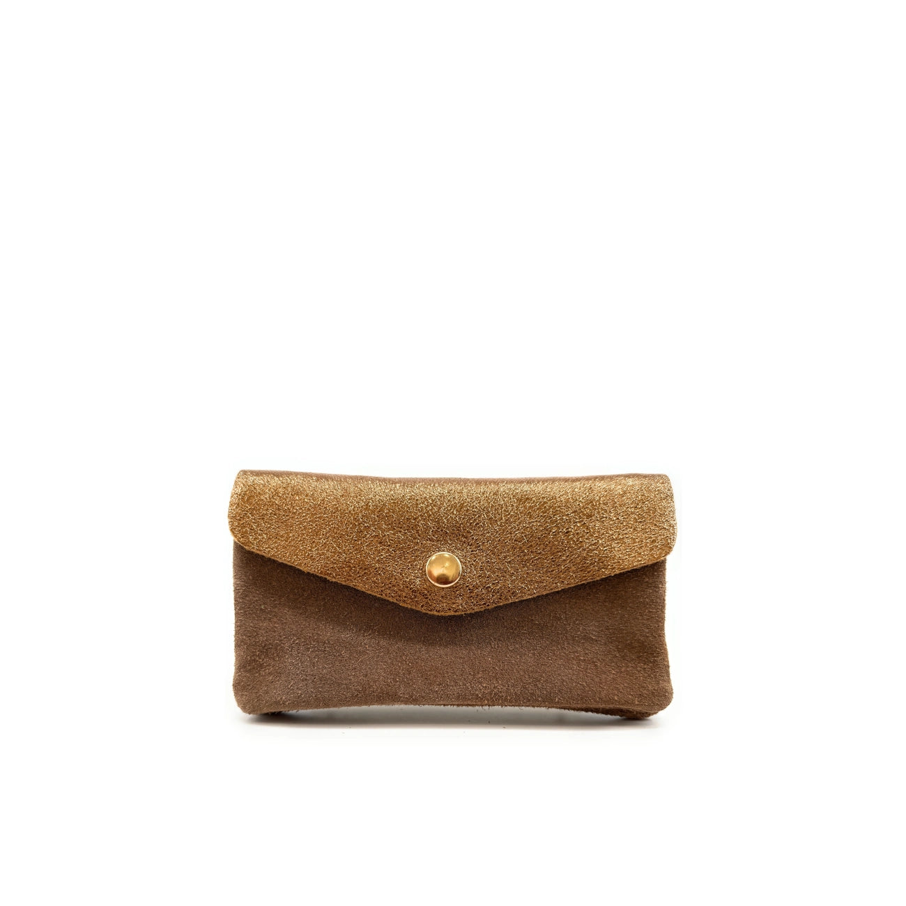 Daim and leather wallet pouch irise COMBI Bronze