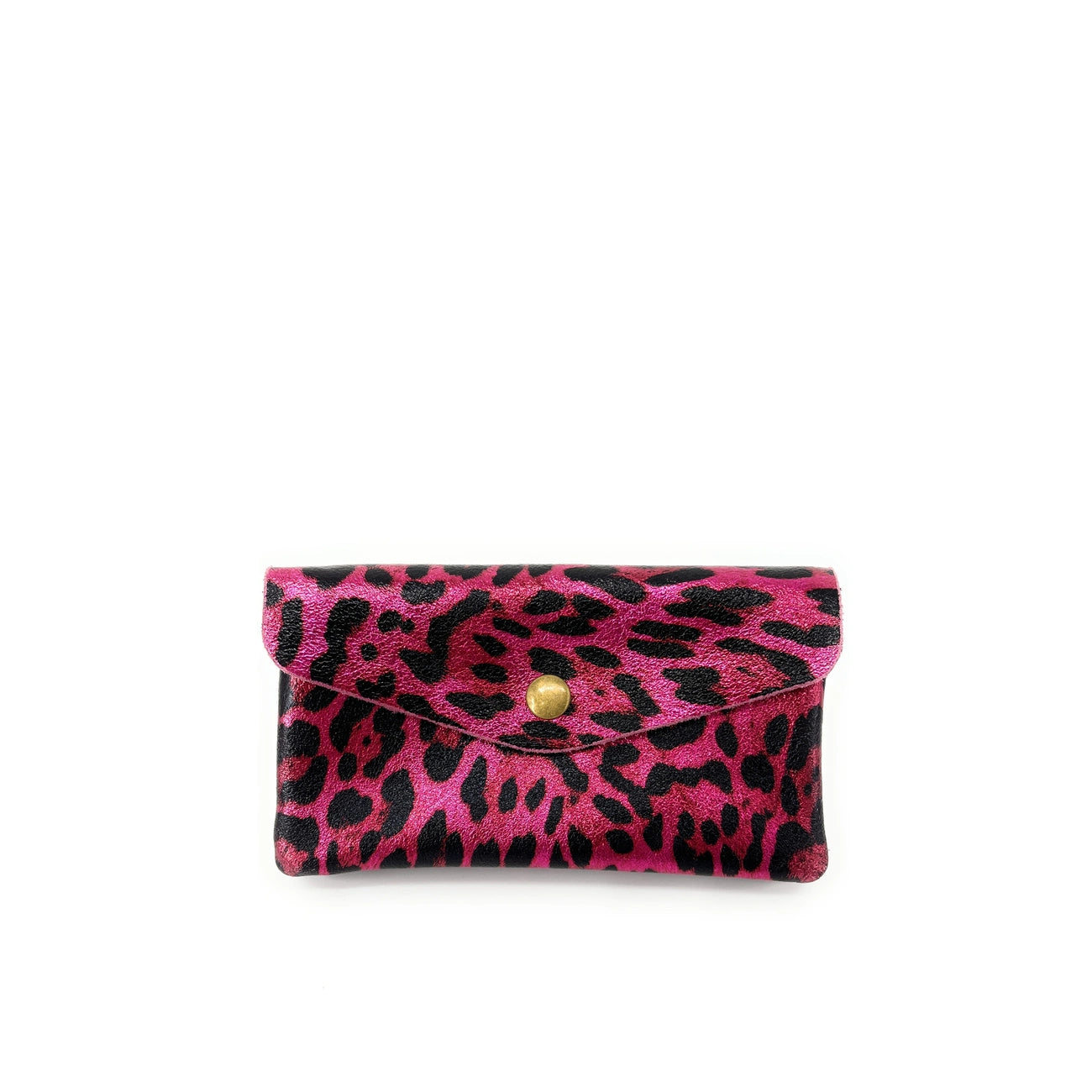 Pochette portamonete in pelle iridescente COMPO JUNGLE Leopardo fucsia iridescente