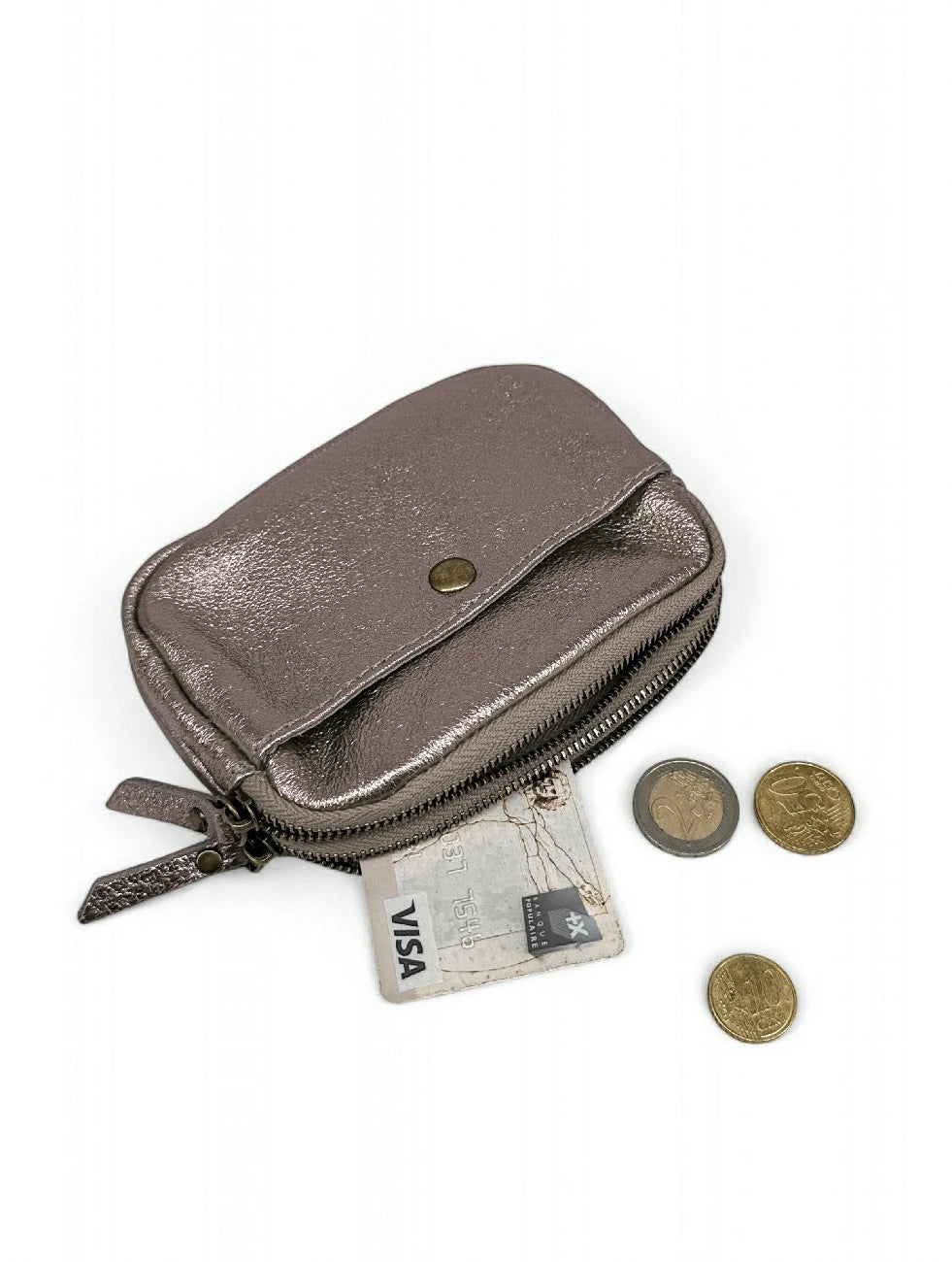 Pochette porte-monnaie en cuir irisé ZIPPY Champagne irisé