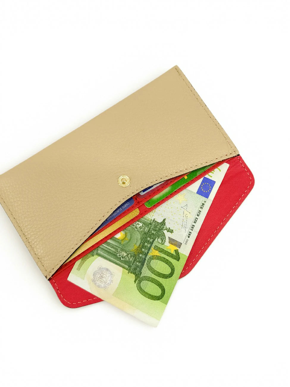 Pochette a busta in pelle martellata CLOE Beige crema