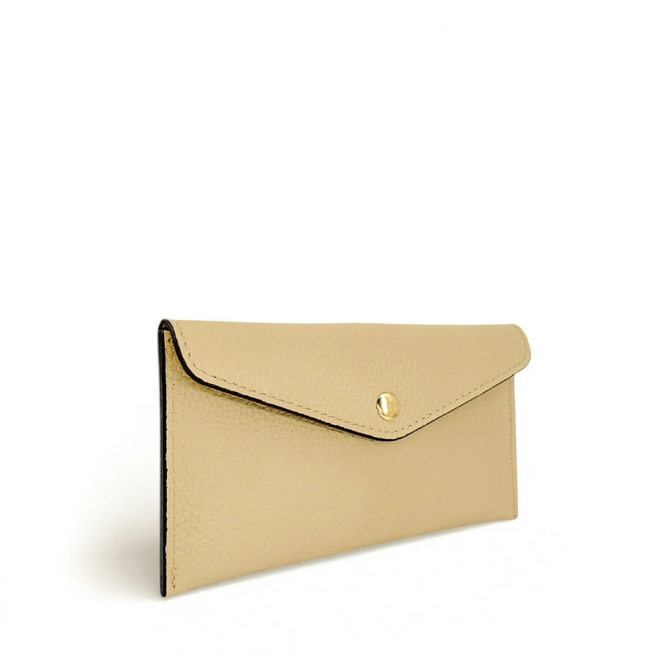 Soporte de cartera de cuero de grano CLOE Oro pálido