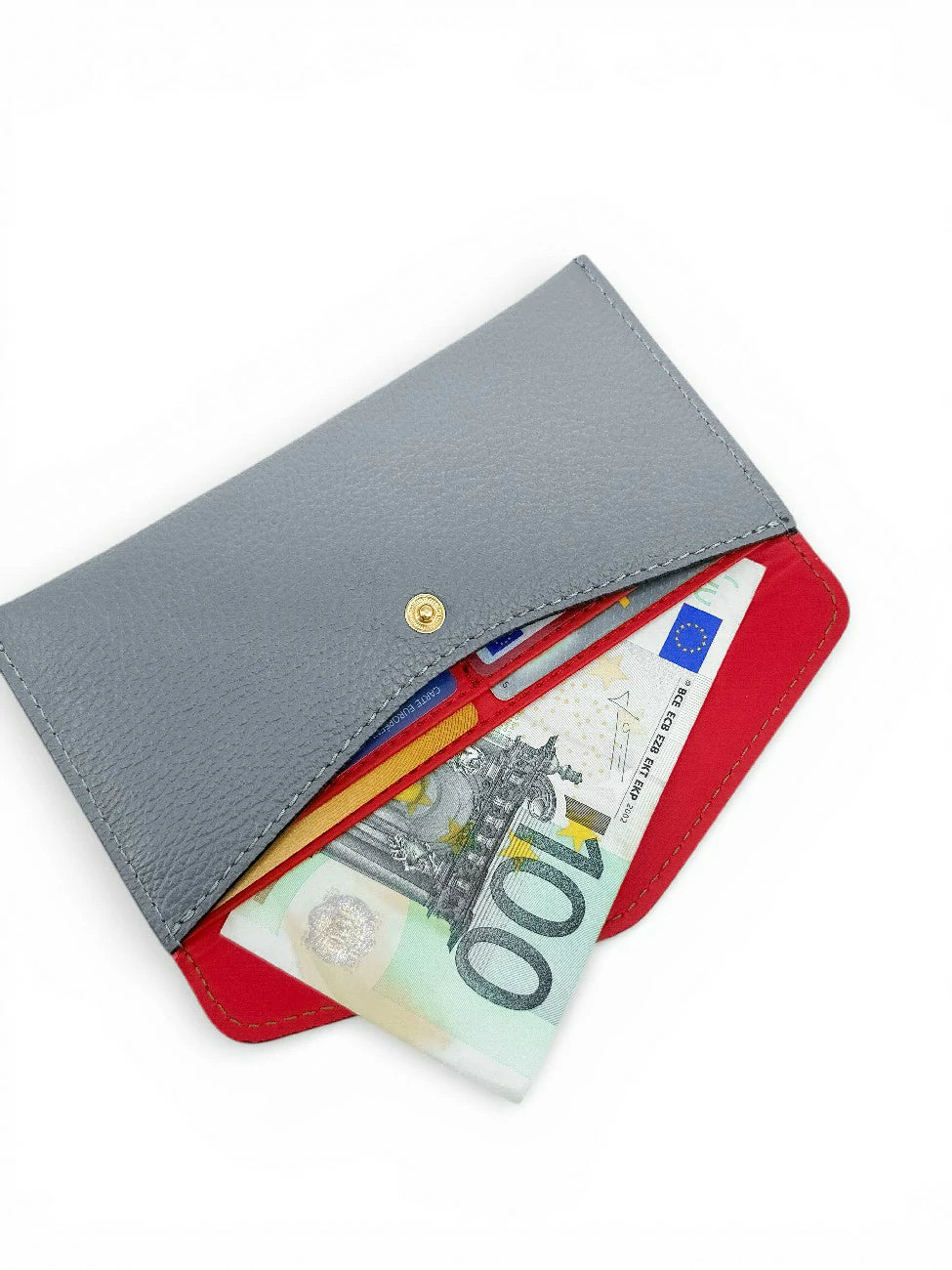 Kuvert-Clutch aus genarbtem Leder CLOE Pastellblau