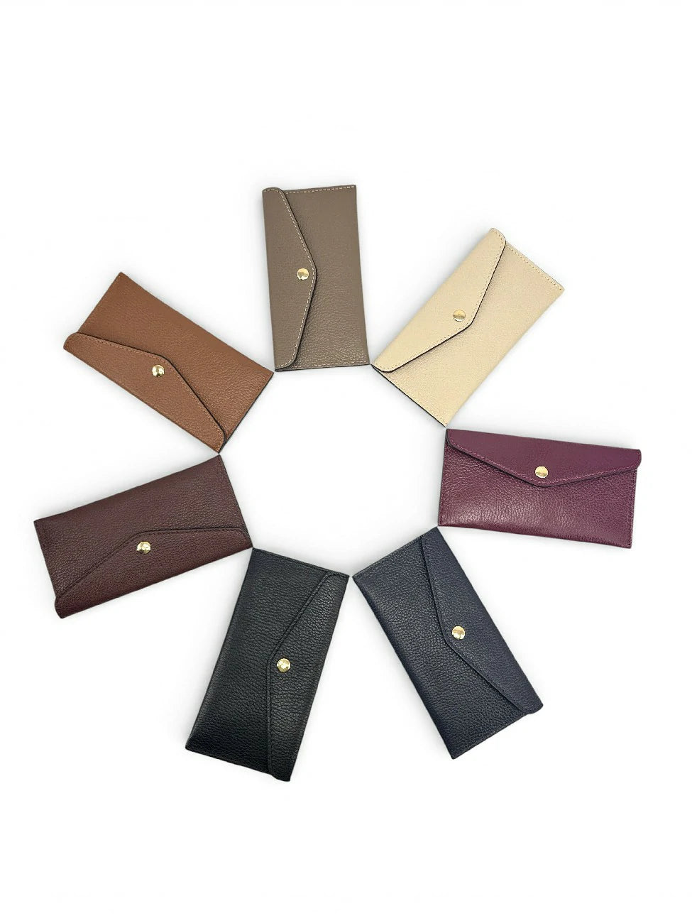 Kuvert-Clutch aus genarbtem Leder CLOE Mokka