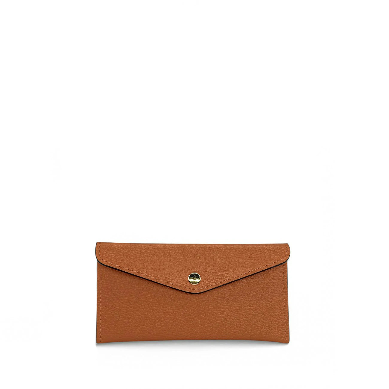 Soporte de cartera de cuero de grano CLOE Camello