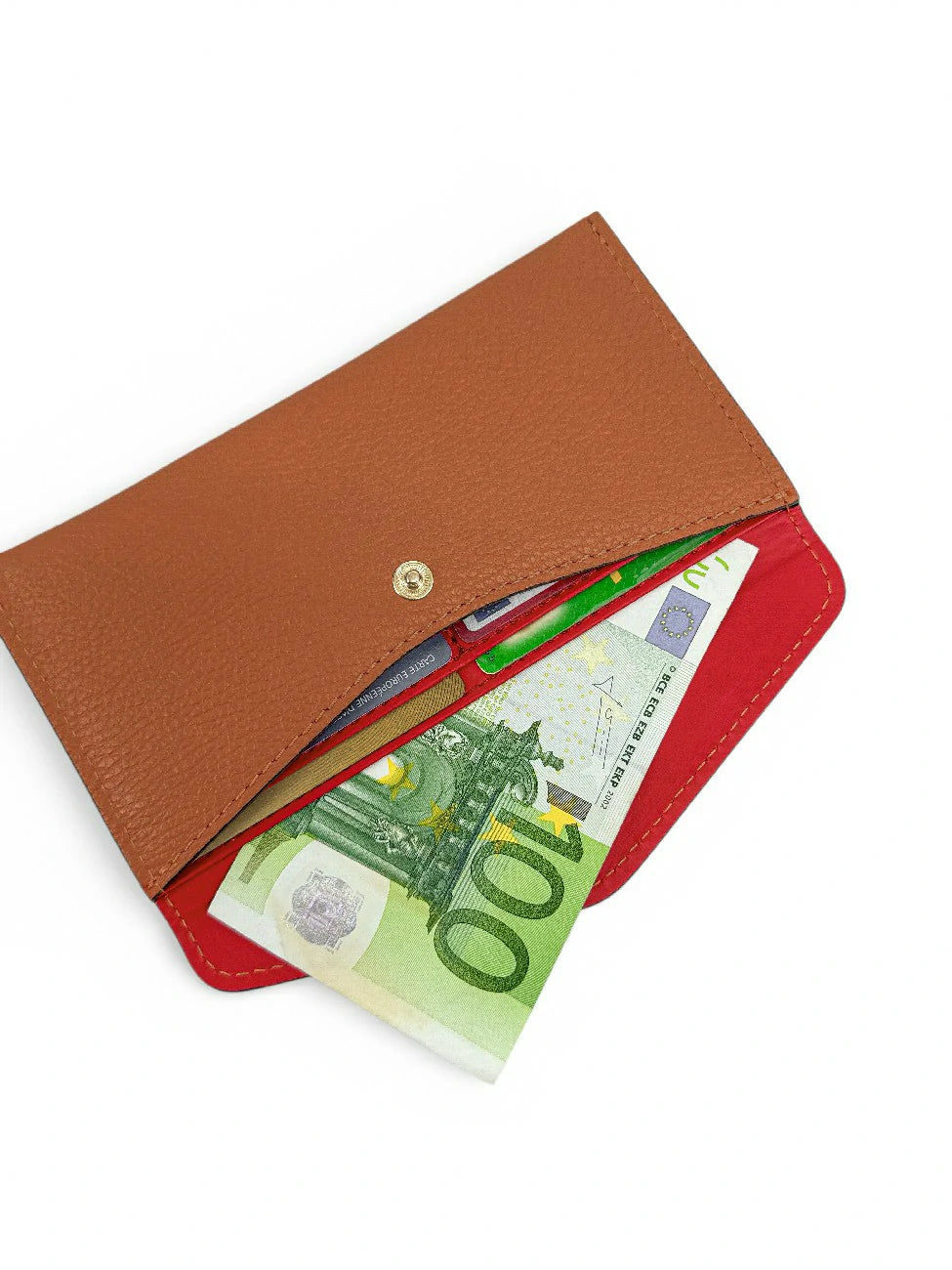 Umschlag-Clutch aus genarbtem Leder CLOE Camel