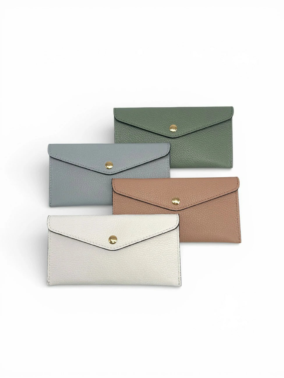 Kuvert-Clutch aus genarbtem Leder CLOE Nude-Rosa