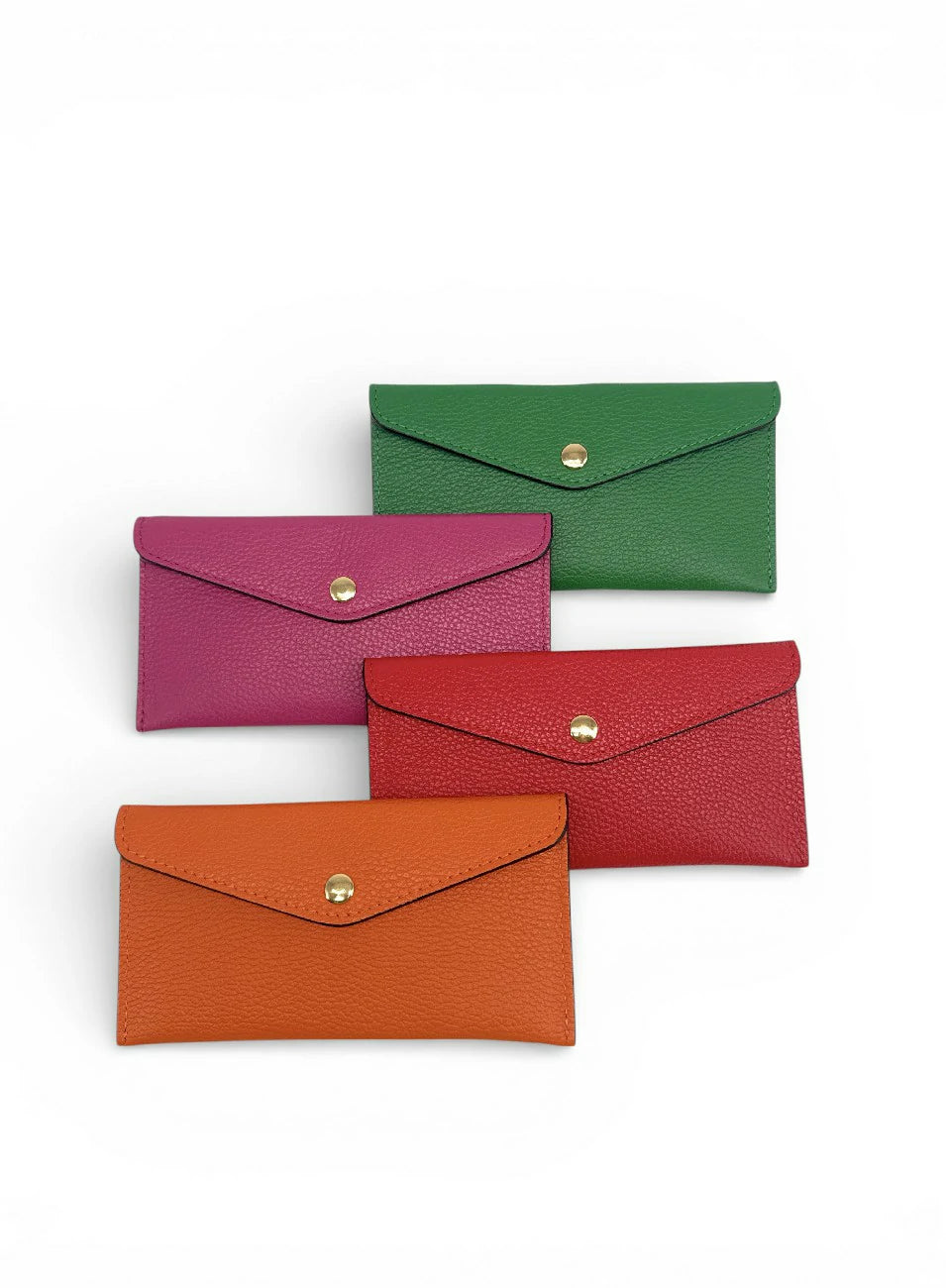 Kuvert-Clutch aus genarbtem Leder CLOE Fuchsia-Rosa