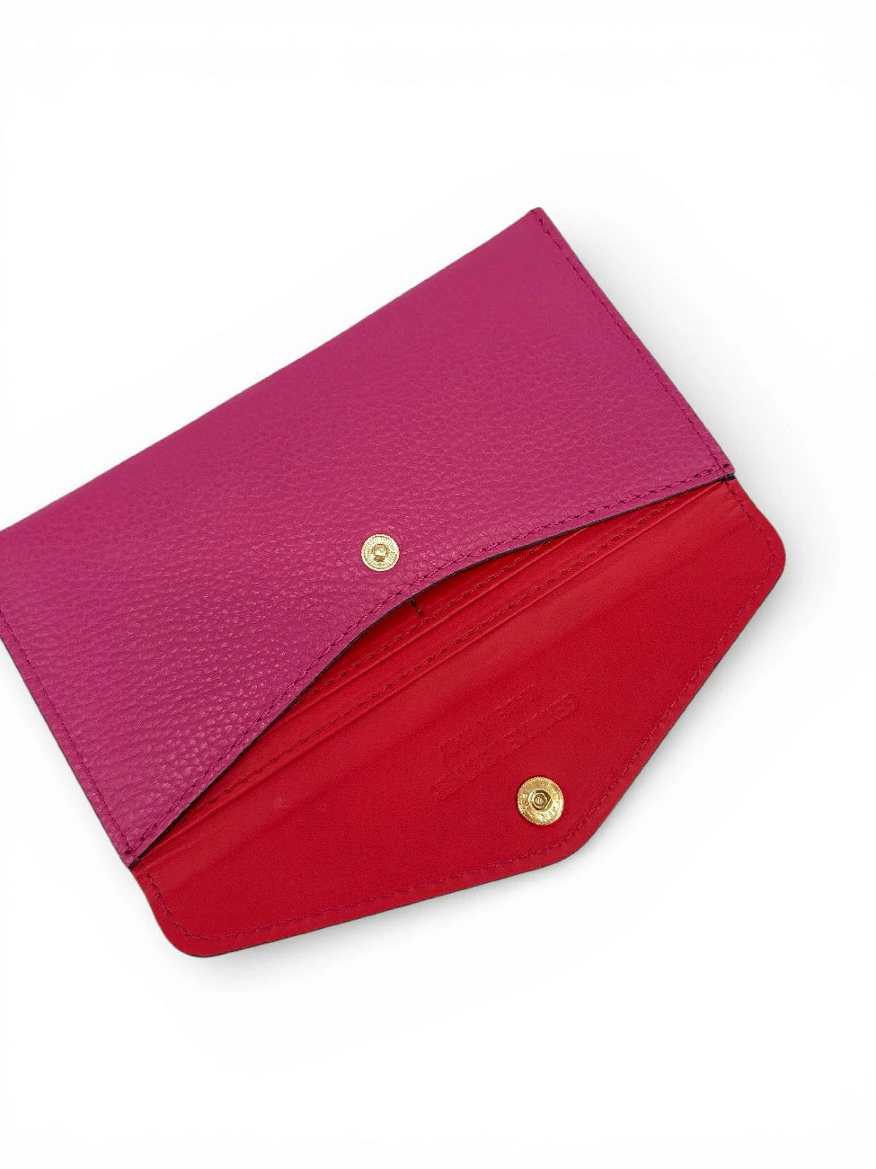 Kuvert-Clutch aus genarbtem Leder CLOE Fuchsia-Rosa