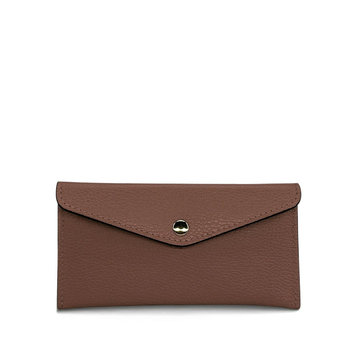 Kuvert-Clutch aus genarbtem Leder CLOE Mokka