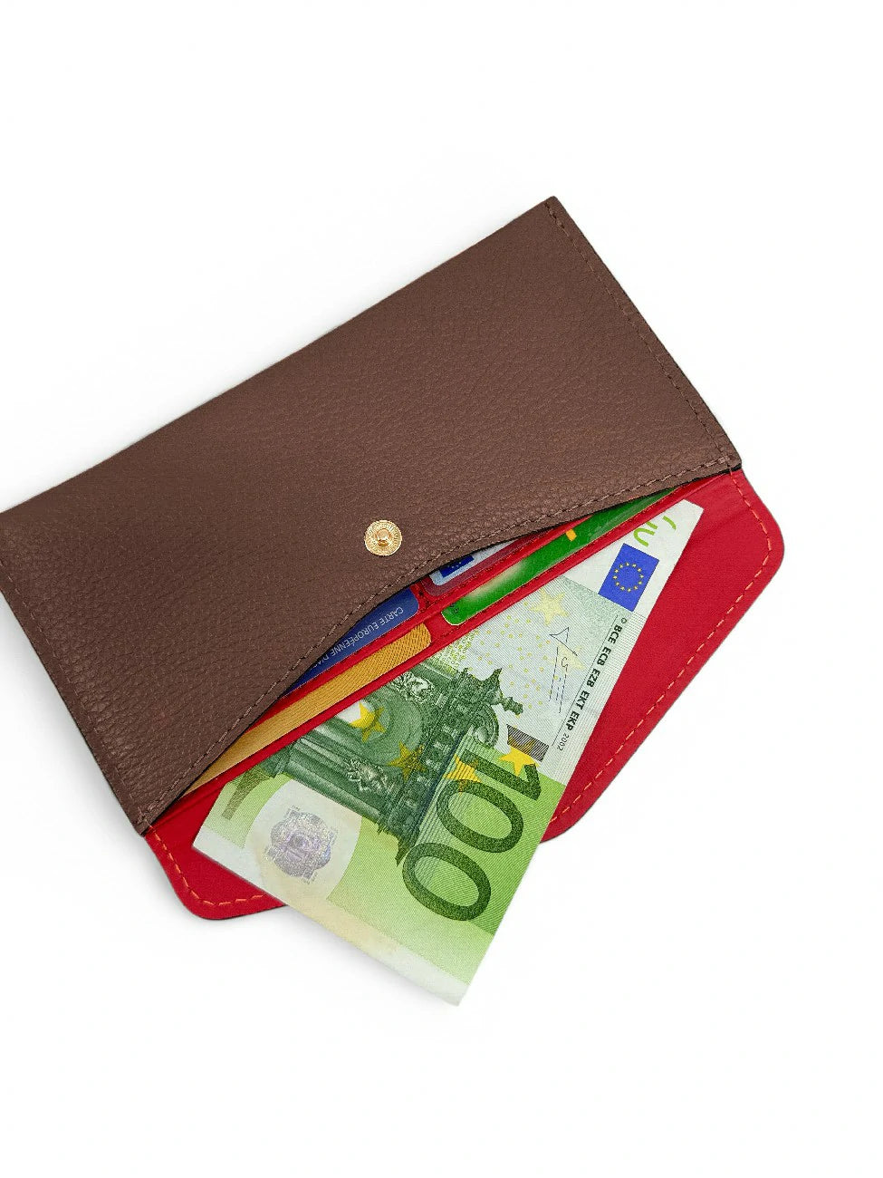 Kuvert-Clutch aus genarbtem Leder CLOE Mokka