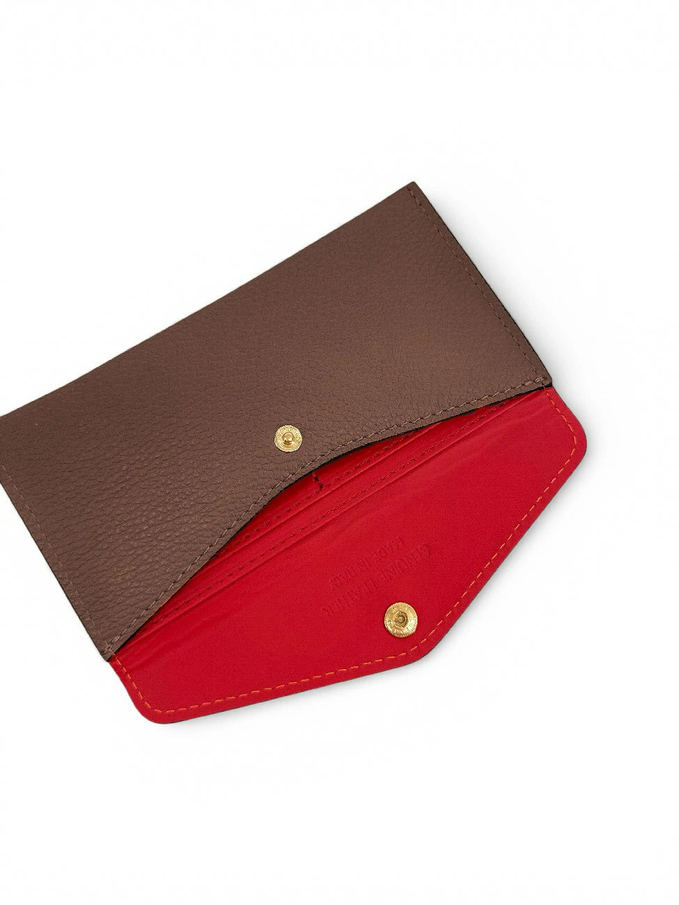 Kuvert-Clutch aus genarbtem Leder CLOE Mokka