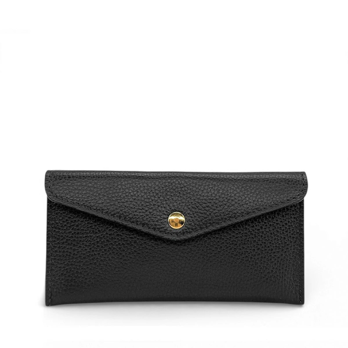 CLOE Black Grained Leather Envelope Clutch