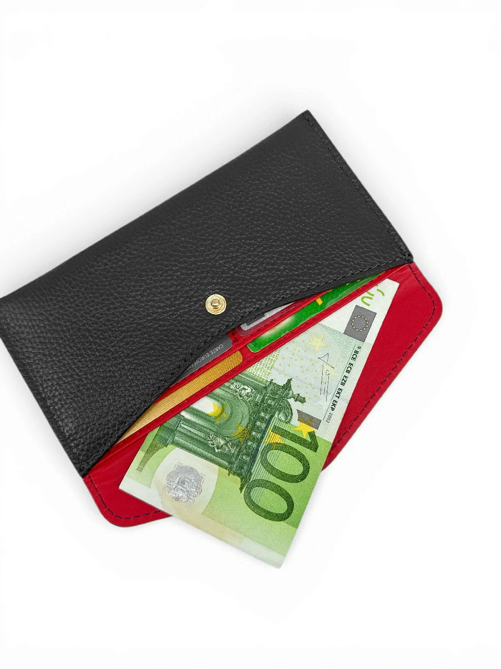 CLOE Black Grained Leather Envelope Clutch