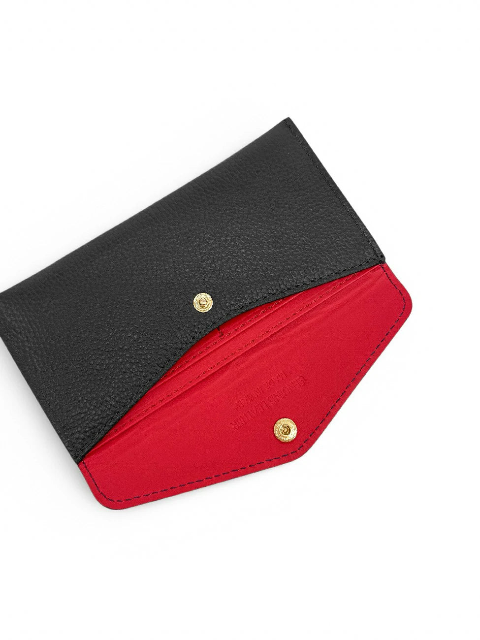 CLOE Black Grained Leather Envelope Clutch