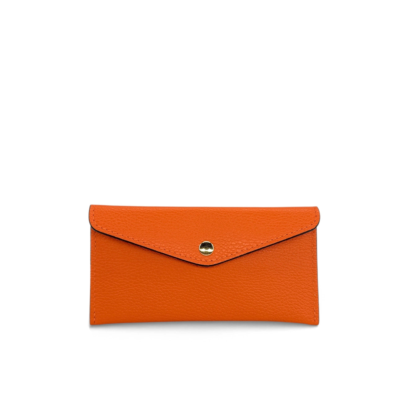 Soporte de cartera de cuero de grano CLOE Naranja