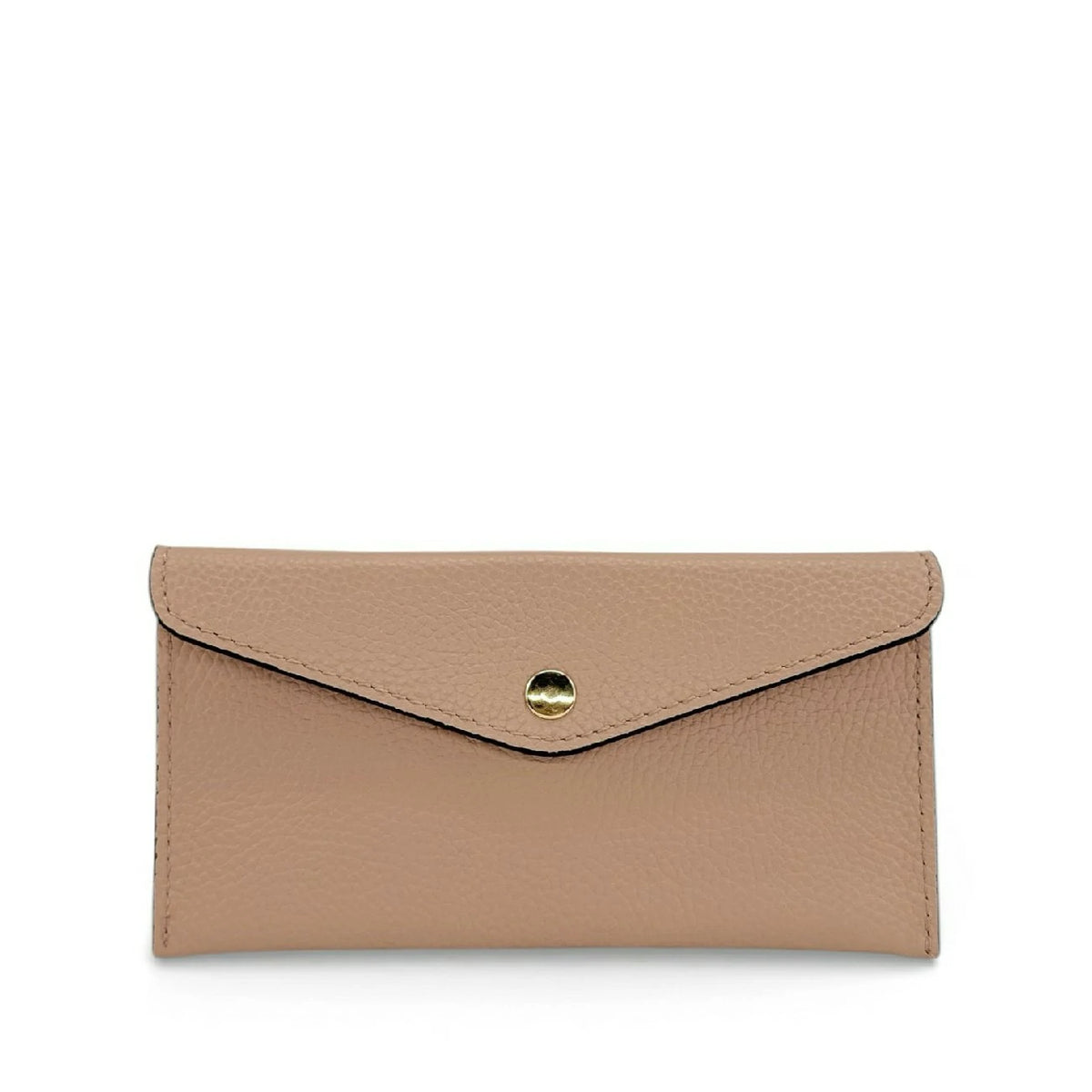 Kuvert-Clutch aus genarbtem Leder CLOE Nude-Rosa