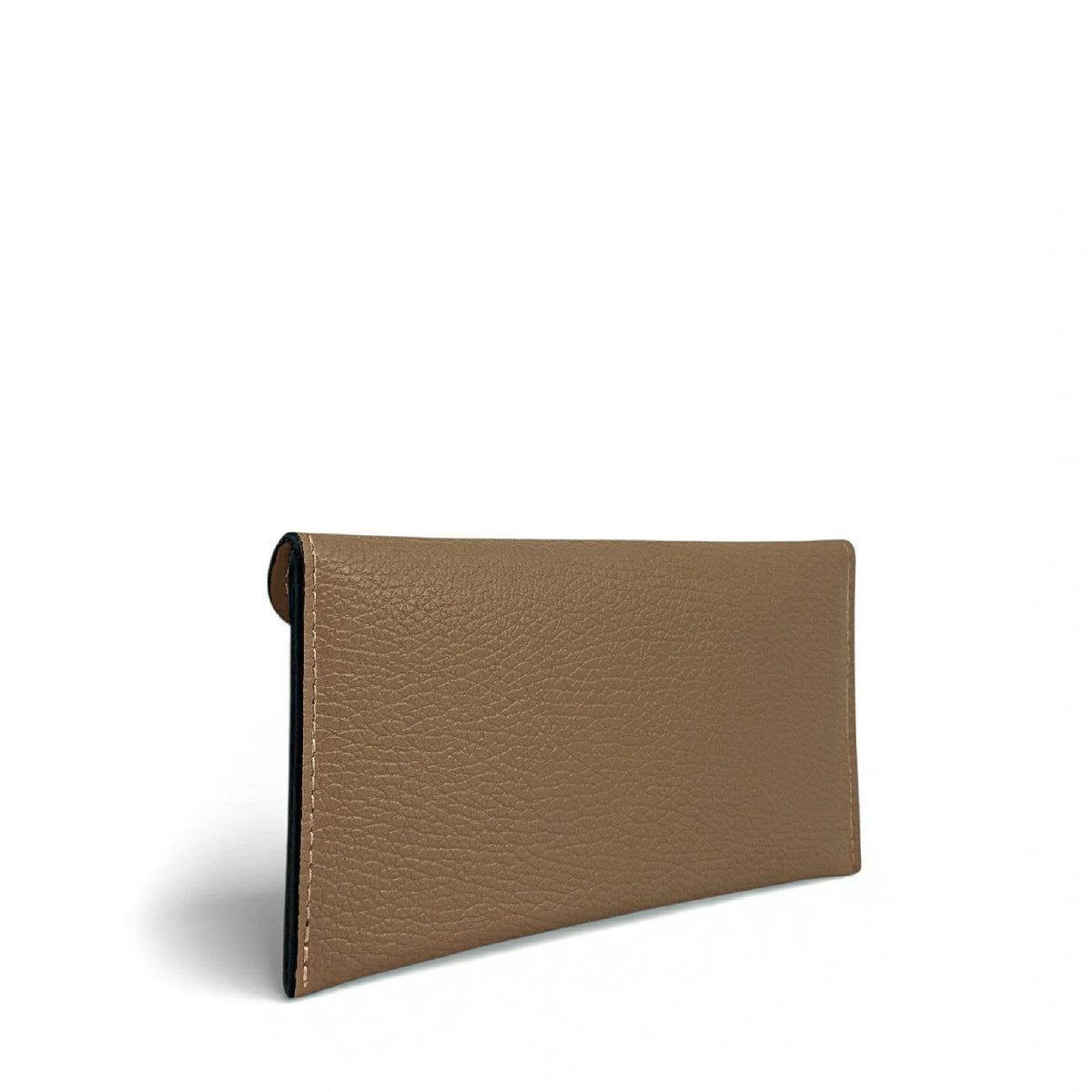 Umschlag-Clutch aus genarbtem Leder CLOE Dunkles Taupe