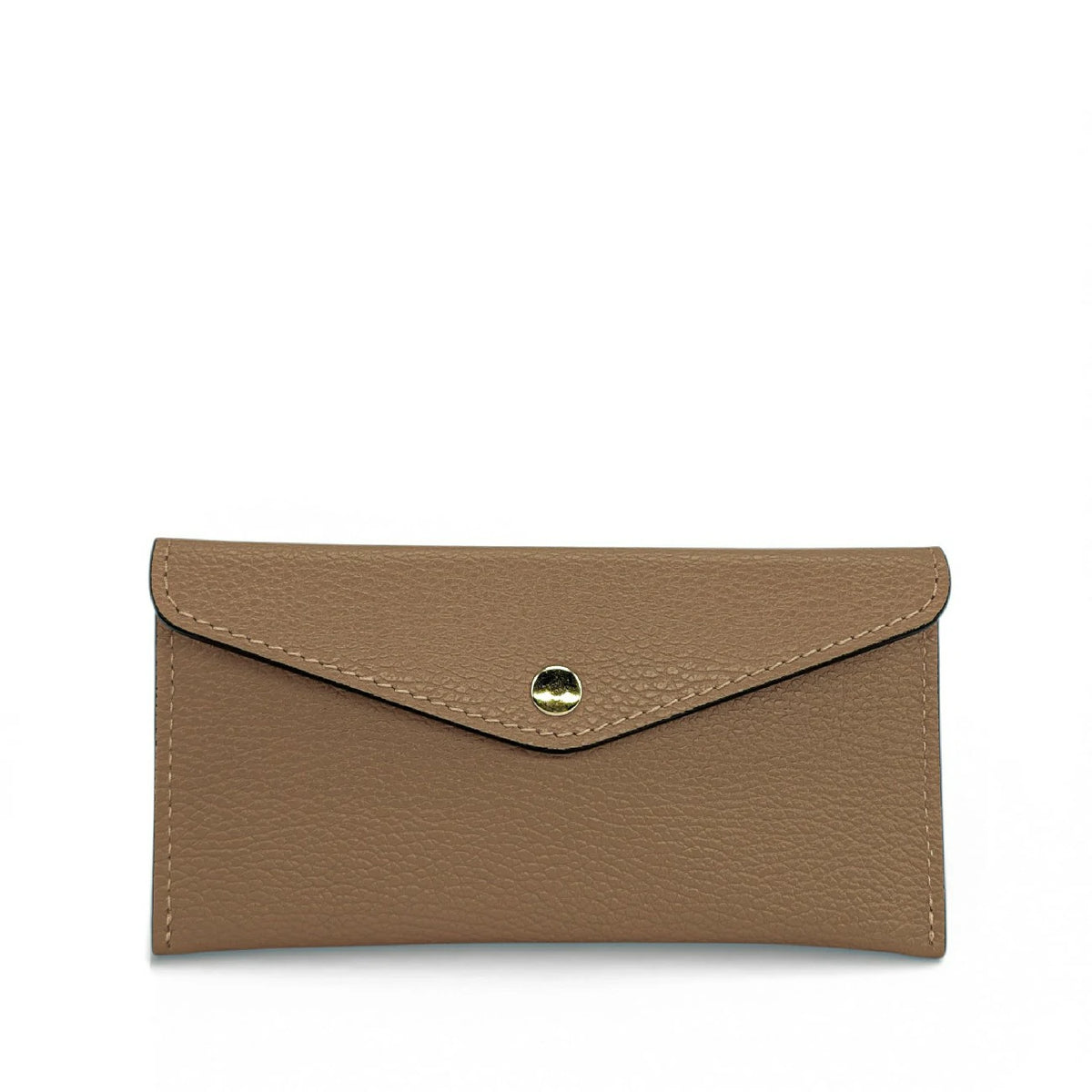 Umschlag-Clutch aus genarbtem Leder CLOE Dunkles Taupe