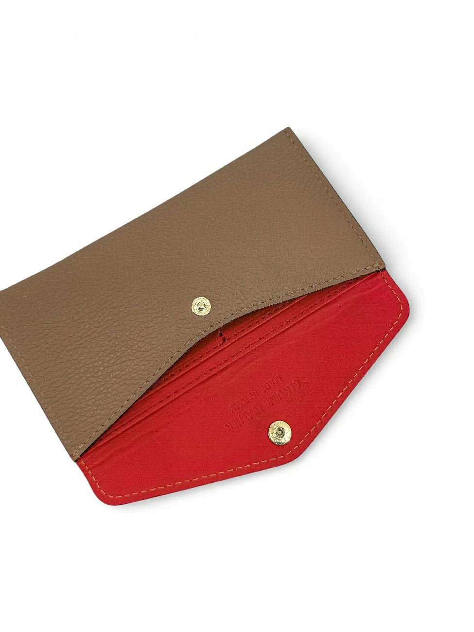 Umschlag-Clutch aus genarbtem Leder CLOE Dunkles Taupe