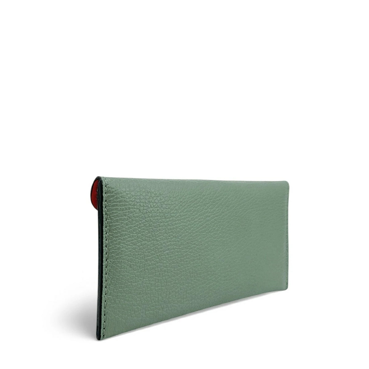 Umschlag-Clutch aus genarbtem Leder CLOE Mandelgrün