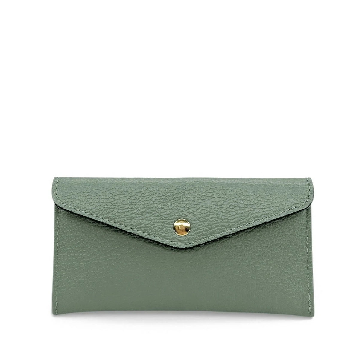 Umschlag-Clutch aus genarbtem Leder CLOE Mandelgrün
